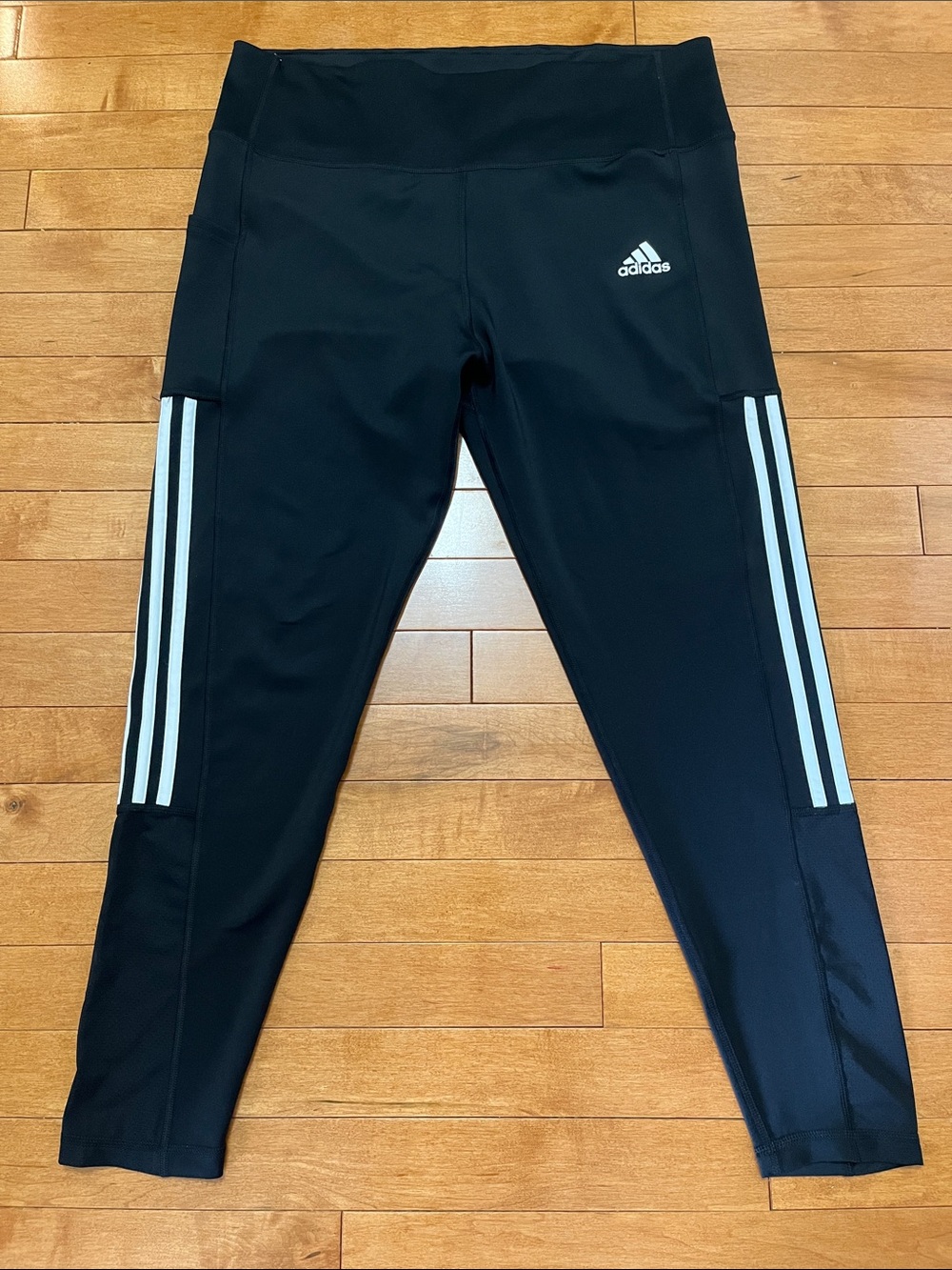 adidas Black Leggings with White Side Stripes